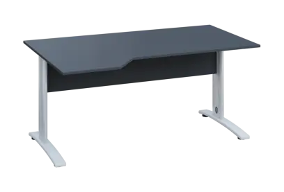 EZK 28 - 164 stůl kancelářský, rohový, levý, kovová podnož bílá, deska 25 mm, široký 1600 mm, antracit